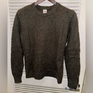 GAP Men's Cotton/Wool/Nylon Blend Donegal Crew Sweater - Size Small - Dark Green